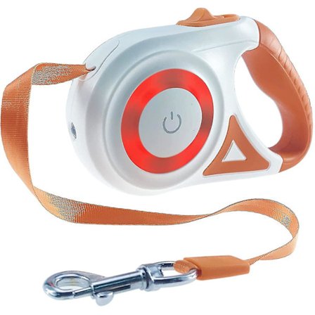 Koiran talutin, vedettävä koiran talutin LED-kirkkaalla taskulampulla, kävelytalutin pennuille, pienille ja keskisuurille koirille, yhden käden jarru,