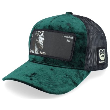 Bearded Man - Green - trucker - Cap - Ancient Greek Beard Patch Velvet Green/Black - Hatstore