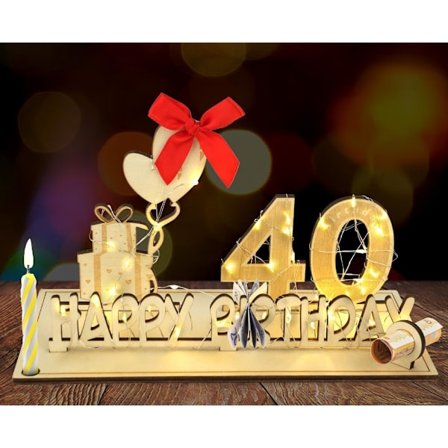 Træskilt gæstebog, Træskilt gæstebog 40 års fødselsdag, gæstebog fødselsdag som en personlig gave med LED-lyskæde fødselsdag jubilæum for 70 år mand 