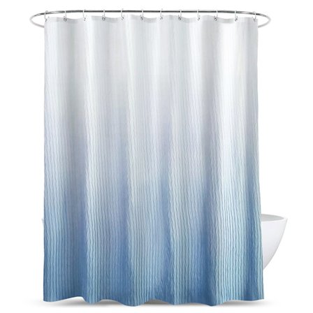 Duschgardinset med matta för badrum Duschdraperier i badkar med 12 krokar Vattentät tyg Blå