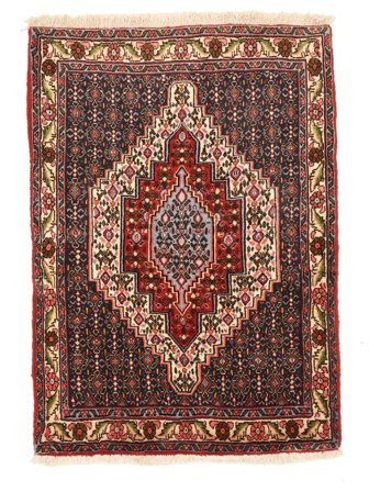 Orientalischer Senneh Teppich 77X108 Dunkelrot/Schwarz (Wolle, )