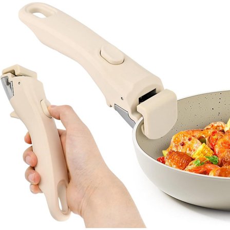 1-pack Avtagbart pannhandtag, avtagbart ersättningshandtag för kastruller och stekpannor, universella gräddvita pannhandtag, lämpliga för alla kokkärl