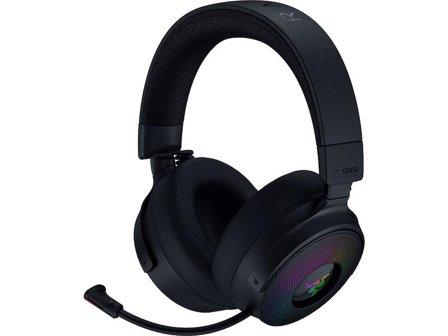 Razer Kraken V4 Pro trådløst gaming headset (sort) OLED Control Hub, RGB, 2.4 GHz, Bluetooth, USB, 3,5mm