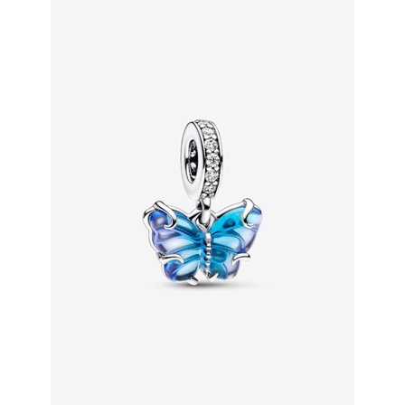 - Blå Murano Glas Fjäril Berlock - Sterling silver