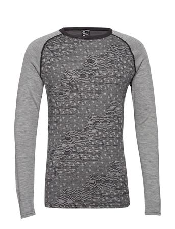 Geo Merino Wool Crew Base Layer Tops Grå Bula*Betinget Tilbud