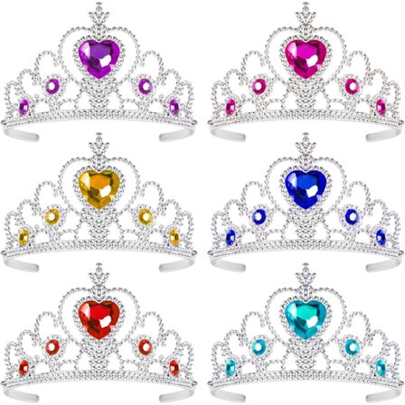 6 kpl Lasten Prinsessa Tiara Kruunu Set Joulu Hopea Strassi Prinsessa Värikäs Kristalli Tiara Tyttöjen Pukeutumisjuhlatarvikkeet
