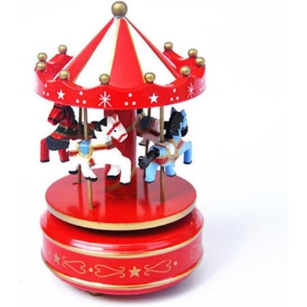 Rød Karussel Musikboks 7 Heste Karussel Legetøj Slot Melodi til Alle Særlige Lejligheder[D]