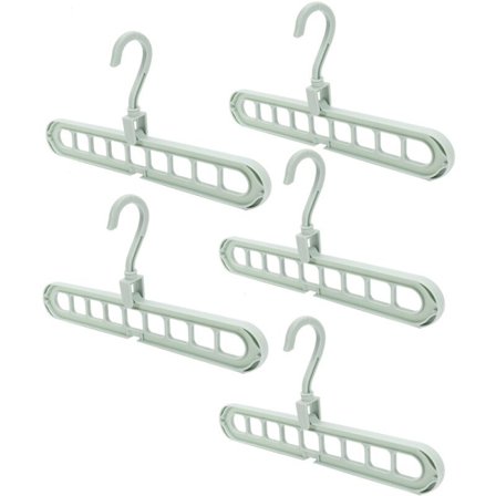 Organizer Bøjler, Roterende Anti-Skid Bøjle, Pladsbesparende Bøjler, Sammenklappelige Opbevaringsbøjler, Sæt med 5 Standard 9 Hullers Bøjler, Grøn 