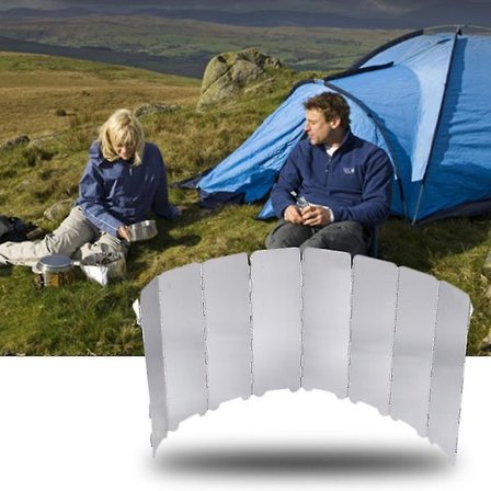 Folding Aluminium Camping Kokeovn Vindskjerm 8 deler