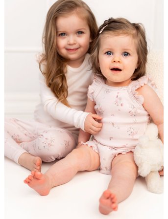 Gugguu Baby Print Rib Romper - Pink - 56