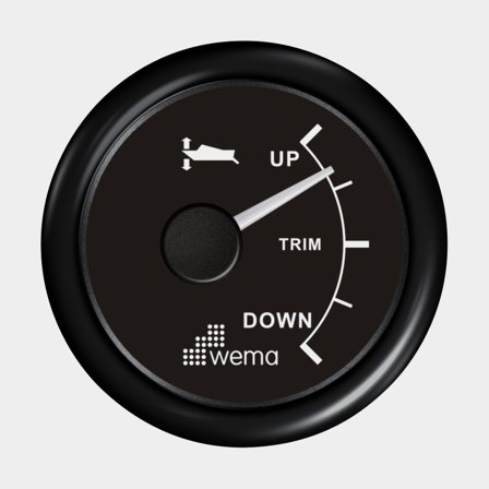 Wema Triminstrument 10-190 ohm (ner-upp) svart Blackline för båt, marint bruk med tydlig display och hög kvalitet