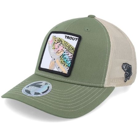 Skillfish - Grön trucker Keps - Trout Pro Fishing 112fp Split Army Olive/Tan Trucker @ Hatstore