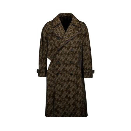 Fendi Double-Breasted Coats Brun, Herre Uldfrakker, Størrelse: M