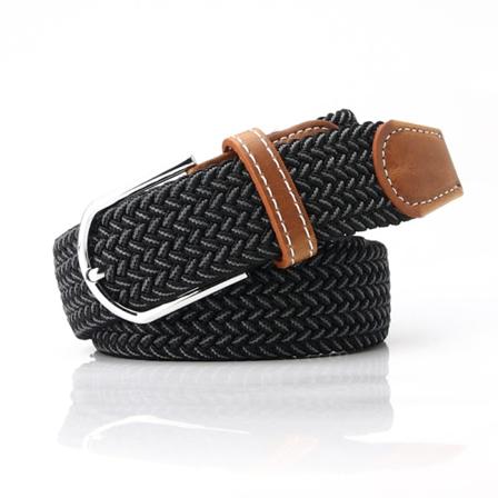 Trendiga stretchbälten i canvas för män och kvinnor, 20 färger Black&Gray
