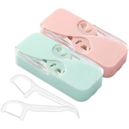 Grön+Rosa Tandtråd Bärbar Tandtråd Dispenser Tandtråd Box Tandtråd Plocka Tandtråd Dispenser Automatisk Tandtråd Hållare Tandtråd Organizer Resa 