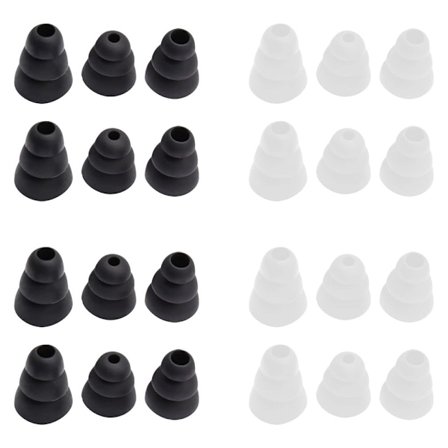 12 par silikone ørepropper - Tre-lags støjreducerende ørepropper - Udskiftnings ørepropper - Passer til de fleste hovedtelefoner (3 størrelser, S/M/L)