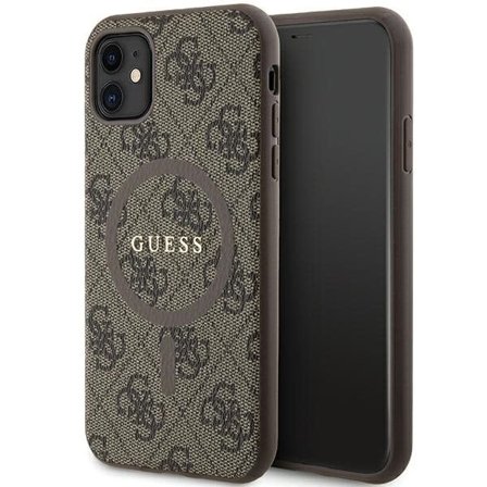 Guess GUHMN61G4GFRW iPhone 11 6,1" / Xr brun/brun hardcase 4G Collection Leather Metal Logo MagSafe