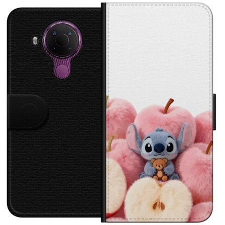 Yhteensopiva Lompakkokotelo Nokia Nokia 5.4 Värikäs kollaasi futuristisilla tyttöryhmän hahmoilla, sydämillä ja glitterillä nykyaikaisessa pop