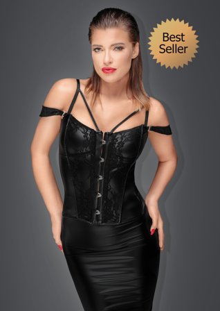 Noir Corset with lace and Power Wetlook - Vuxen.se - Sexig kläder i plus size storlekar