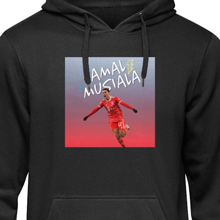 Barnehettegenser Jamal Musiala Bayern München Tyskland fotballspiller Bundesliga-stjerne kreativ midtbanespiller rask teknikk ung formsterk talent i