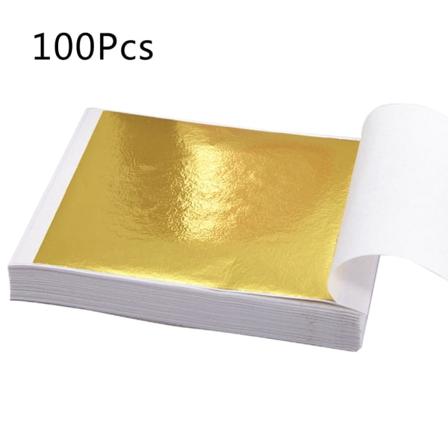 100 ark imitert gull sølv folie blad papir Hjem Vegg kunst Forgylling Crafting