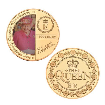 Dronning Elizabeth II Mindesmønt - 1953 Kroningsmedalje med Foto og Underskrift, Guldbelagt