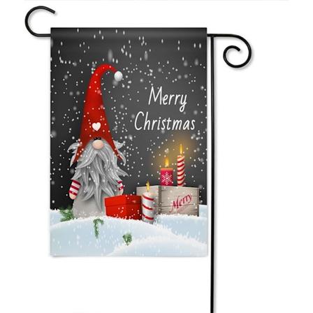 Julegnom Haveflag Vertikal Dobbeltsidet Glædelig Jul Snelys Gaveæske Husflag Hjemme Burlap Banner 12,5x18 Tommer