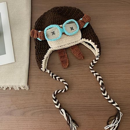 Håndlaget Heklet Pilotlue for Høst og Vinter, Trendy Lue for Kreative Individer