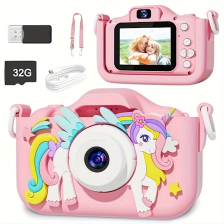 Digitalkamera Barn Enhjørning Hd Digitalkamera 32Gb Rosa