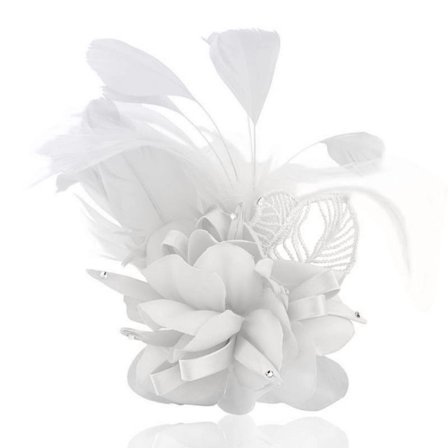 Fjærbrosje Blomstersøller Pin HVIT