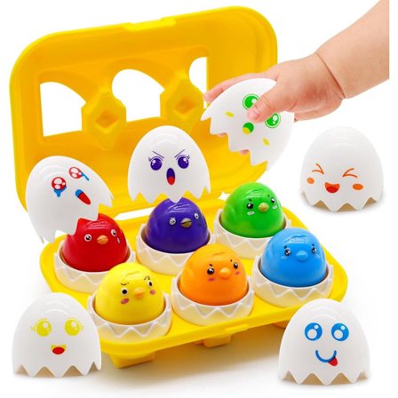 Montessori Gjemme & Pip Kylling Egg Leke for Småbarn 1-3 År, Pedagogisk Gave til Jenter og Gutter, Fargesortering Reise Baby Kylling 12-18 Måneder
