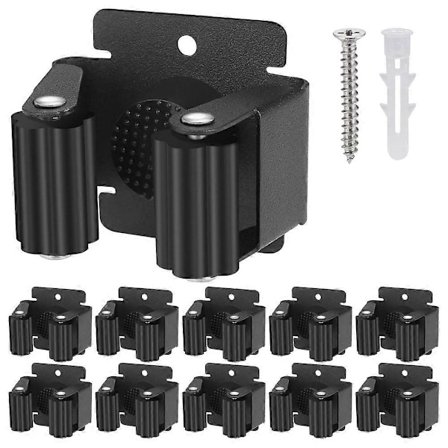 Väggmonterad Kvastskaftshållare med Mopp, 10 Delar Väggkvast Hängare, Kraftig, Väggmonterad Kvastskaftshållare, Trädgårdsredskapsorganisatör Kök 