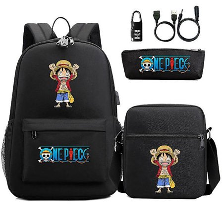 Luffy skolväska - Vattentät rese-USB-stöldskyddad ryggsäck för kvinnor och män - Laptop resväska med utomhussporter Mochilas hög kvalitet