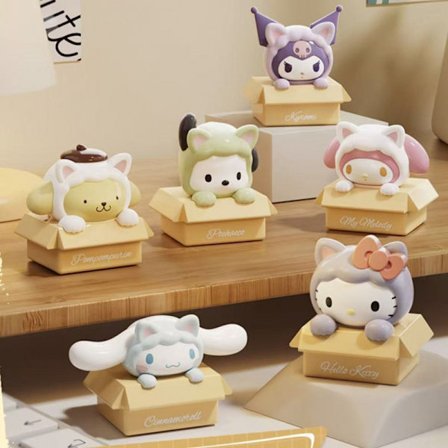 6-Style Sanrio Kat Serie Blind Box: Kuromi, My Melody, Pochacco Trendy Figurer & Dekor