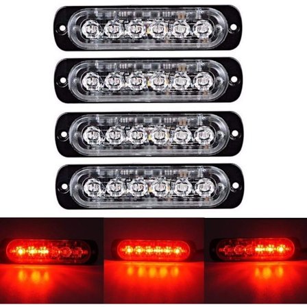 6 LED 18W Rød Ultratynn Underbody Nødlys Strobe Varsellys Grill Arbeidslys Bar for 12V - 24V Bilkjøretøy, Sikkerhetsblinkende Beacon F