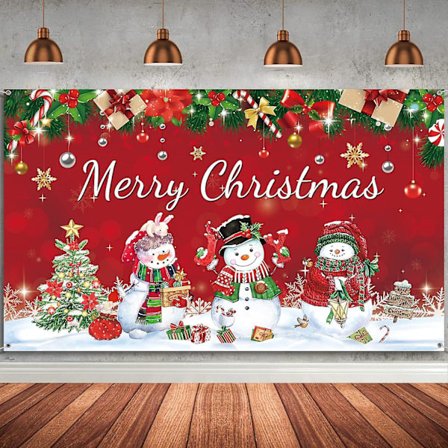 Julbakgrundsbanner Festdekoration, Snögubbe Julbakgrund God Jul Dekoration Nyår Födelsedagsfesttillbehör, 185x110cm