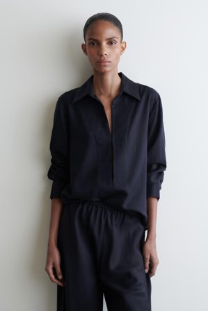 COS Women's Open-Collar Shirt in Blue