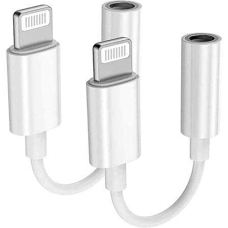 2-pakk Apple Lightning - 3,5 mm kuulokeliitäntäsovitin, Aux-äänen liitäntä kuulokkeille/kuulokkeiden sovitin, stereokaapeli iPhone 7/7 Plus/8/8 Plus/x