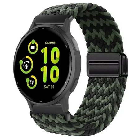 20/22 mm nylonarmband kompatibelt med Garmin Forerunner 55 165 265 965 255, magnetiskt flätat andningsbart band kompatibelt med Garmin Active 5/Venu 3
