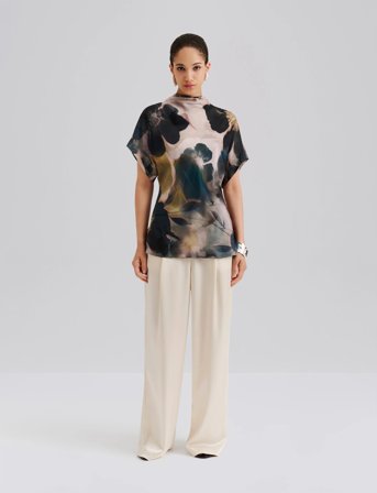 Malina Otilia Draped Half Polo Top - Multi/patterned - S