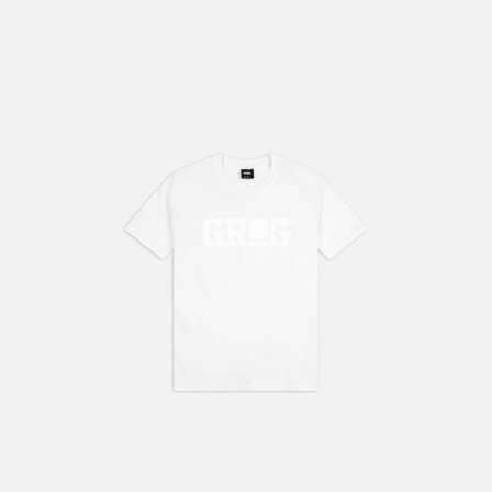 Grog Classic Logo T-shirt, White/White