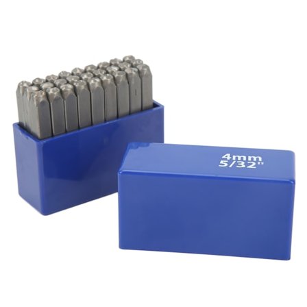 27 stk. Metalstempler Højkarbonstål Metal Bogstav Punche Stempel Sæt til Smykker Læder med Opbevaringsboks 4mm Bogstaver