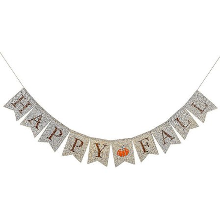 Happy Fall Burlap Banner Høst Hjem Decor Bunting
