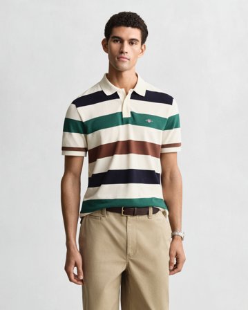 GANT Herren Poloshirt mit Streifen (S) Weiß