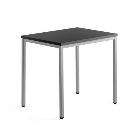 Side desk QBUS, 800x600 mm, 4-leg frame, silver frame, black