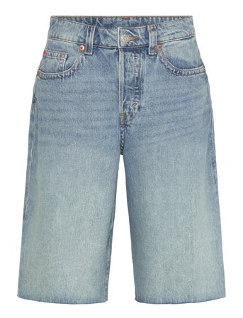 Monki Peggy Low Waist Loose Baggy Leg Denim Shorts - Blue - 30