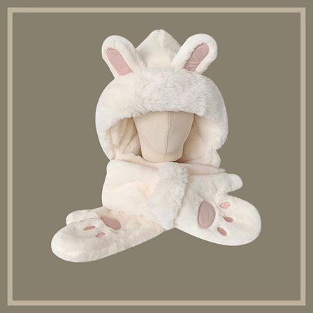 Hat Tørklæde Handsker Sæt Ørebeskyttelse Hat HVID