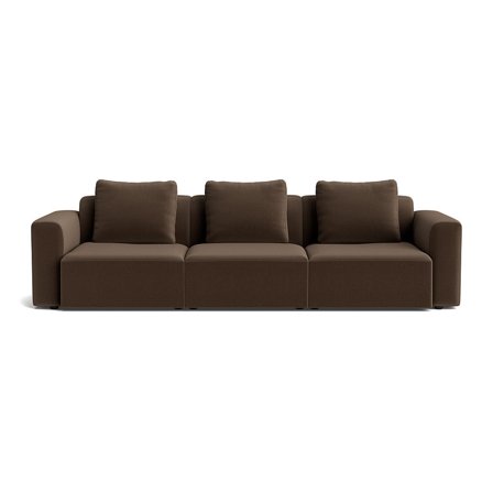 Como XL 3 personers sofa - Lisboa Brun fløjl - 288x100x83cm - Komfortabel sofa med ekstra ryghynder - Håndlavet kvalitetssofa til mindre hjem