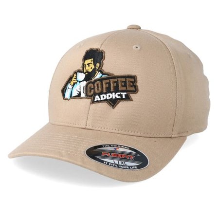 Iconic - Beige flexfit Keps - Coffee Lover Khaki Flexfit @ Hatstore
