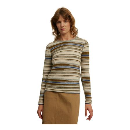 Rue Blanche Lumina Stripe 22a Knitwear , Beige , Dames , Maat: M Truis